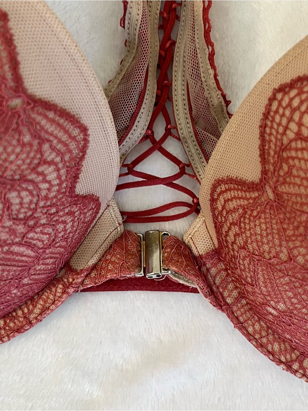 Victoria’s Secret Very Sexy Push Up Bra 34D Lace Racerback Front Close Burgundy - Picture 3 of 8